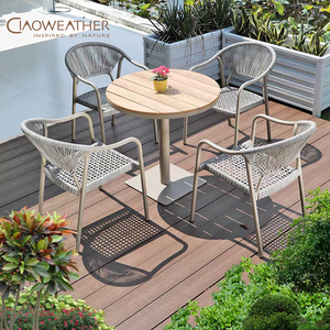 Set da Pranzo Moderno da Giardino in Wicker <span class=keywords><strong>e</strong></span> Rattan PE per Patio <span class=keywords><strong>e</strong></span> Ristorante con <span class=keywords><strong>Tavoli</strong></span> <span class=keywords><strong>e</strong></span> <span class=keywords><strong>Sedie</strong></span> in <span class=keywords><strong>Alluminio</strong></span> per Caffetteria all'Aperto - Product Image 6