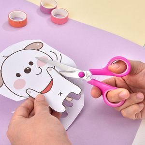 Ensemble de 4 ciseaux en acier inoxydable rose à tête droite, polyvalents pour l'artisanat du papier, l'usage domestique et au bureau - Product Image 1