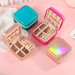 Custom Jewelry Organizer Box with logo Fashion Women Girls Jewelry Organizer Zipper Closure Portable Jewelry Travel Box - Product Image 4