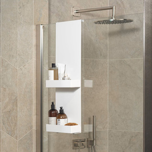 <span class=keywords><strong>2</strong></span> tầng treo vòi hoa sen Kệ chải Matt đen trắng thép không gỉ 304 lưu trữ giá Organizer chủ cho phòng tắm - Product Image 2