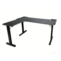 Bureau d'ordinateur en forme de L avec bande LED, table de jeu et d'étude noire, style course, bureau de jeu RGB, directement de l'usine