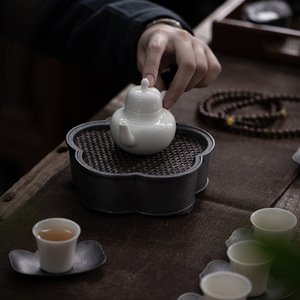 Antique Tin Teapot Stand Irregular Shape Water Storage For Kung Fu <b>Tea</b> <b>Set</b> Afternoon <b>Tea</b> Use - Product Image 2