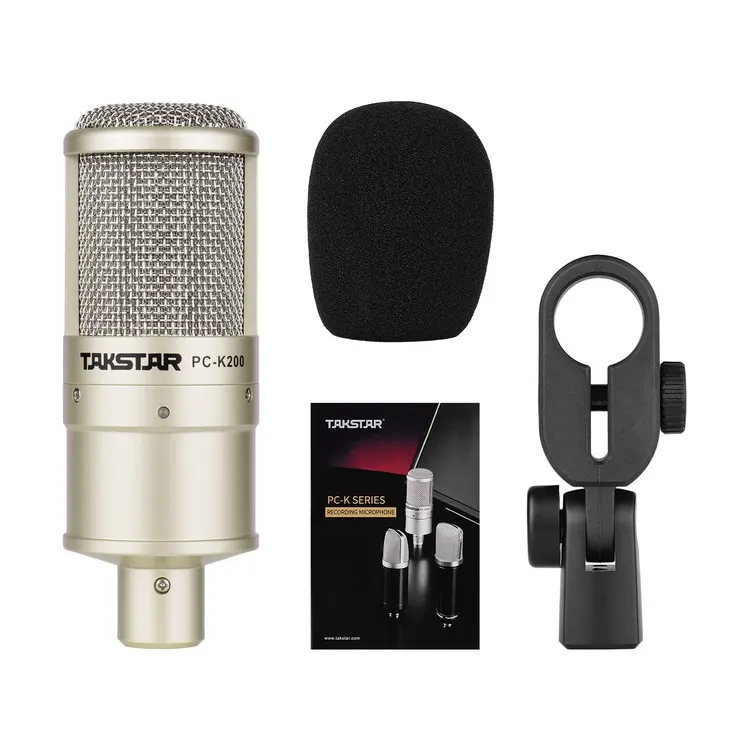 TAKSTAR PC-K200 Cardioid-directional Condenser Recording Microphone Metal Structure Wide Frequency Response with Shock Mount