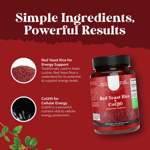 Cápsulas de CoQ10 de Levadura de <span class=keywords><strong>Arroz</strong></span> Roja para un Corazón Saludable, 1200 mg, 120 Unidades, para Adultos - Product Image 5