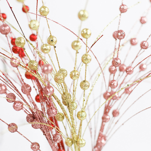 Longstar Décoration <span class=keywords><strong>De</strong></span> Noël Or Poudre Pâte Boule <span class=keywords><strong>De</strong></span> Fruits Bundle 43cm 12 Fourchette Décoration Artificielle Perle Fleur Artificielle - Product Image 1