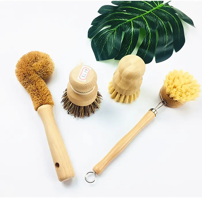 Umweltfreundliche 4pcs Alle Natürliche Fibre Holz Gericht Flasche Topf Pinsel Sisal Reinigung Küche Pinsel Set