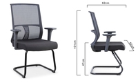 Chaise de bureau moderne entièrement en maille, pivotante, pour visiteurs, conférences et réunions, avec dossier mi-haut, base en aluminium et réglage manuel