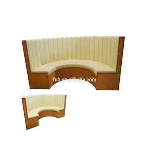 Sofá redondo semicircular personalizado, color crema, para restaurante (FOH-XM27-463)