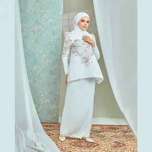 SIPO Eid Fesyen印花花卉设计伊斯兰服装最美丽优雅Kebaya穆斯林服装现代Baju Kurung
