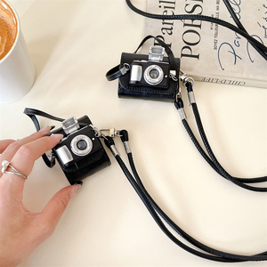 3D Camera Shaped PU Leather Case for Apple Airpods 1 2 3 Pro 2 Charging <strong>Bag</strong> Hanging Rope Wireless <strong>Earphone</strong> Cover for Airpods 4 - Product Image 1