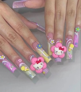 Uñas Postizas <span class=keywords><strong>XXL</strong></span> Cuadradas, 10 Piezas, Estilo Y2K, Europa y América, Hechas a Mano, para Mujer Dulce - Product Image 5