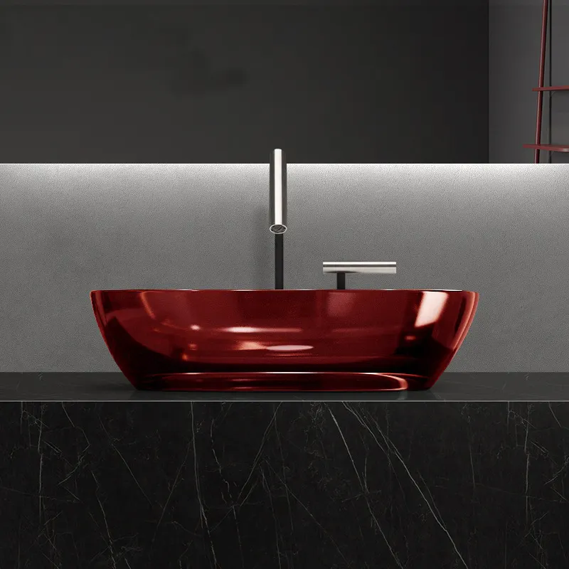 Art Luxury Transparent Colour Crystal Glass Bowl Vessel Bathroom Wash Basin Sink