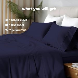 Nhà Sản Xuất Khách Sạn Sang Trọng Chất Lượng Cao <span class=keywords><strong>1000</strong></span> Chủ Đề Đếm 100% Ai Cập Bông Tấm Giường Vua Kích Thước Hải Quân 4Pcs Tấm Thiết Lập - Product Image 5