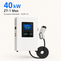 Chargeur mural rapide DC 40 kW ZT-1 Max version domestique, Plug and Charge, OCPP 1.6, station de recharge intelligente pour véhicules électriques, CCS2, IP55, 4G, Wi-Fi