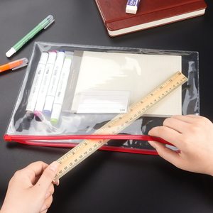 Nhựa phong bì PVC <span class=keywords><strong>Zip</strong></span> rõ ràng Thanh TrượT Dây Kéo Túi thư mục tập tin A4 thư kích thước cho các trường học và văn phòng - Product Image 4