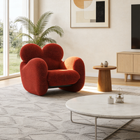 Fauteuil d'appoint moderne en forme de cœur rouge en bouclette, fauteuil confortable en sherpa, canapé simple pour salon, chambre à coucher, meubles de luxe