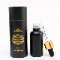 Flacons compte-gouttes en verre noir mat 10ml 15ml 30ml 50ml avec bouchon à vis doré pour sérum de soin de la peau, huile à barbe, collyre, logo personnalisé