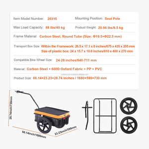 Remorque pliable pour vélo d'extérieur, avec poignée de rangement, porte-bagages - Product Image 2