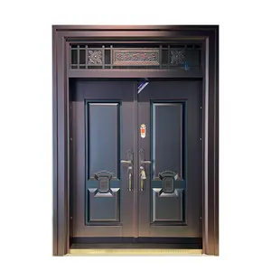 Porta principale con ingresso di dimensioni Non Standard moderna di lusso Villa porta di sicurezza decorativa in metallo porta di sicurezza in acciaio personalizzata