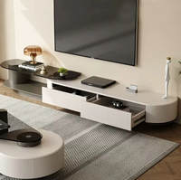 Meuble TV et table basse triangulaire en verre trempé rétractable pour petite maison et hôtel