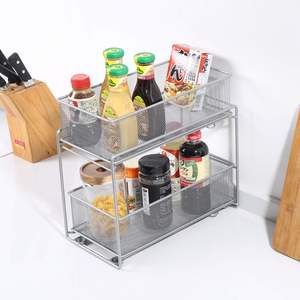 Organisateur de rangement coulissant à 2 niveaux en maille pour armoire, tiroir extractible pour cuisine sous évier (Argent) - Product Image 4