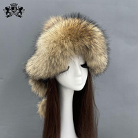 Gorro de Invierno con Orejeras de Piel de Mapache Auténtica de Lujo Janefur para Mujer, Estilo Clásico con Pompón, Gorros de Piel de Zorro Natural