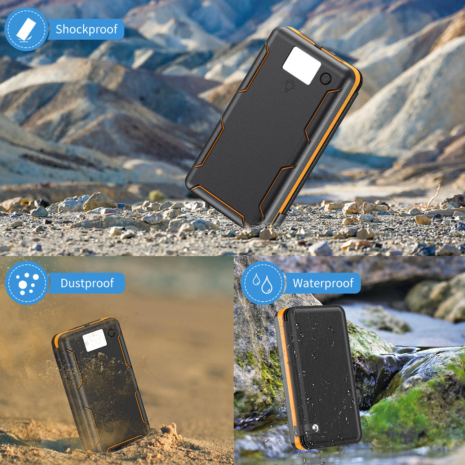 Fast Charging 20000mAh 4 Solar Panels Foldable Camping Outdoor Portable Solar Charger Power Banks Power Station With Led Lights