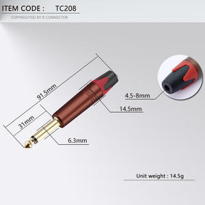 Personalizzato 6.35MM Mono TS da maschio a maschio cavo <span class=keywords><strong>Jack</strong></span> Audio t cavo <span class=keywords><strong>Jack</strong></span> a ca cavo - Product Image 2