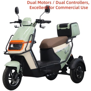 Triciclo Eléctrico de Carrocería Cerrada Inclinable de Doble Motor Fabricado en China, <span class=keywords><strong>Jiangsu</strong></span>, 70 km/h, Carga Útil de 200-300 kg, para Entrega Comercial de Alimentos - Product Image 1