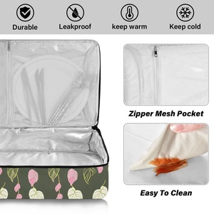 Hawaiian Custom Green Flower Aluminum Foil Insulated Thermal Cooler Bag Pizza Casserole Pans Carrier Cooler Bag on Delivery - Product Image 4