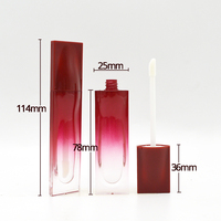 Einzigartige 2ml flache Lipgloss-Behälter röhre Private Label Red Liquid Kosmetik flasche Transparente Lipgloss-Tube Kosmetik verpackung