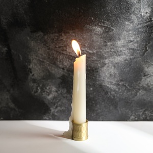 MAXERY Porte-bougie de luxe en laiton massif, à facettes géométriques, en métal martelé bronze, robuste, pour aromathérapie - Product Image 5