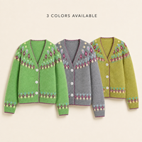 Cardigan en tricot pour femme personnalisé, col en V, jacquard, fabrication OEM ODM, marque privée