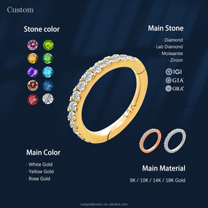 Véritable 14K Or <span class=keywords><strong>Fine</strong></span> Jewelry Sans Couture Conçu Nez Anneau Boucle D'oreille Clip Piercing Muti Tailles Cartilage Friendly Find Perfect Jewelry - Product Image 1