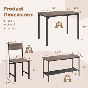 Cross-border multifunctional modern minimalist bench and dining <b>table</b> set combination for small apartments, restaurants, and - Product Image 2