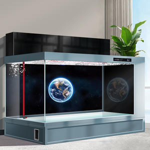 ตู้ปลาทรงสี่เหลี่ยมผืนผ้า พร้อมไฟ LED กรองแสงด้านข้างและด้านบนแบบ Ultra White Glass ระบบระบายน้ำแบบคลิกเดียว หน้าจอสัมผัส - Product Image 4