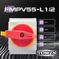 TOMZN 2P 1500V 40A Interrupteur Isolateur Solaire PV DC, Sectionneur Rotatif avec Poignée Verrouillable pour Rail DIN, Boîtier de Distribution Solaire AC