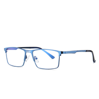 Gafas de Sol Rectangulares Pequeñas con Armazón de Titanio Metálico Anti-Luz Azul de Alta Calidad para Hombre, para Trabajar con Ordenador