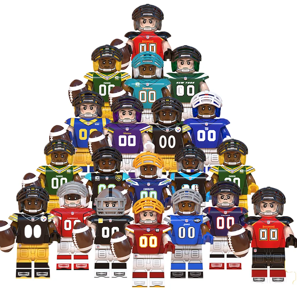NEW NFL Rugby team Football player Steelers Rams Buccaneers Dolphins building blocks sets legos Mini figures kids toys WM6134
