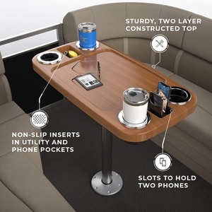 Set Tavolo per Barca Winibo con Gamba a Piedistallo Rimovibile 18"x34" e 4 Portabicchieri, 2 Supporti per Telefono CN/FUJ - Product Image 3