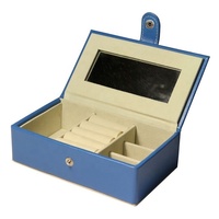 Boîte de rangement de luxe en cuir PU de forme rectangulaire LG7080 pour boucles d'oreilles, bracelets et bagues, avec miroir, style européen, durable et protectrice