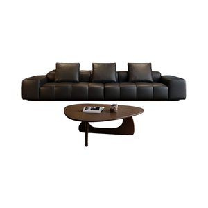 Sofá de bloque de tofu de piel de vaca negro Pixel de diseñador minimalista italiano, unidad pequeña para escuela tapizada, sala de estar, Villa de fila recta - Product Image 3