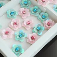 Applique à paillettes et perles de couleur champagne faite à la main 3 D fleur patchs à paillettes perle de verre coudre sur applique pour vêtement pour dames