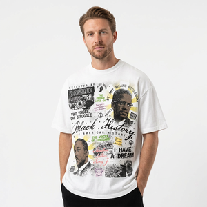Men's Black History <b>T</b>-<b>Shirt</b> Short Sleeve <b>Silk</b> Screen Printed Cotton Formal Regular Fit Turtleneck Jersey Eco-Friendly - Product Image 6