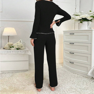 Pyjamas et chemises de nuit pour femmes, automne-hiver, style européen et américain, à revers et nœud, mode sexy à manches longues, ODM - Product Image 2