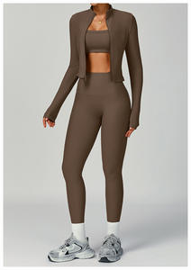 Conjunto Personalizado de Roupa de Ginástica Feminina para Academia e Yoga, Kit com 5 Peças sem Costura para Malhar - Product Image 4