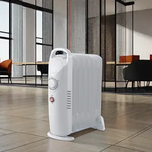 2024 700 W Mini Electric Heater Easy Move Waterproof 5 FIN Oil Heating Element Living Room Bedroom Bathroom Freestanding