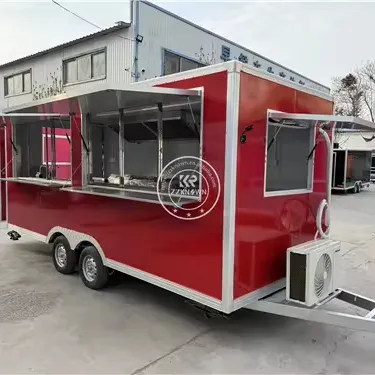 Customized food truck rolling cart fast food machine snow cone trailer food cart cooking trailer hamburger carts