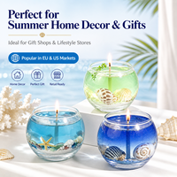 Ozean-Themen Gel-Duftkerze mit Muschel-Dekor, Handgemachte Aromatherapie-Kerze, Geschenk & Wohndekoration für EU/US-Markt