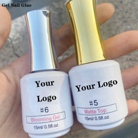 Gel à ongles multifonctionnel avec logo personnalisé, 15 types, couche de finition, base en caoutchouc, gel à ongles, couche de finition, vernis à ongles en gel